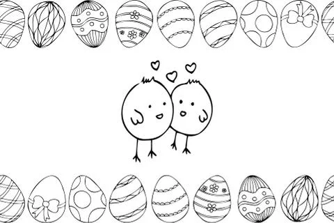 Easter eggs seamless border Stock Illustration