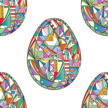 Easter eggs seamless pattern. Abstract holidays vector background in modern.. Stock Illustration
