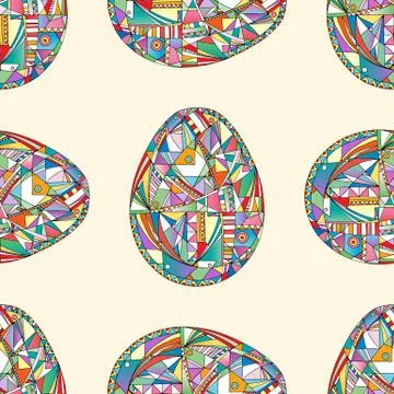Easter eggs seamless pattern. Abstract holidays vector background in modern.. Stock Illustration