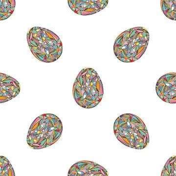 Easter eggs seamless pattern. Abstract holidays vector background in modern.. Stock Illustration
