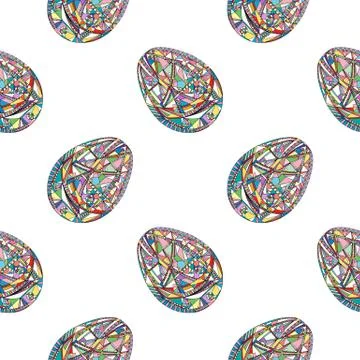 Easter eggs seamless pattern. Abstract holidays vector background in modern.. Stock Illustration