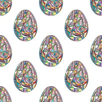 Easter eggs seamless pattern. Abstract holidays vector background in modern Stock Illustration