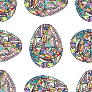 Easter eggs seamless pattern. Abstract holidays vector background in modern Stock Illustration