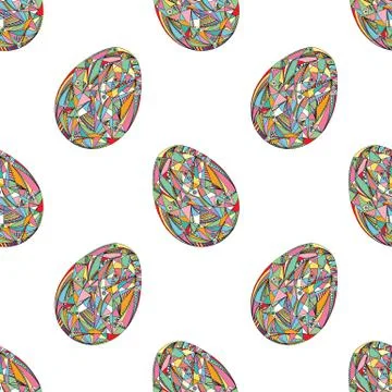Easter eggs seamless pattern. Abstract holidays vector background in modern Stock Illustration