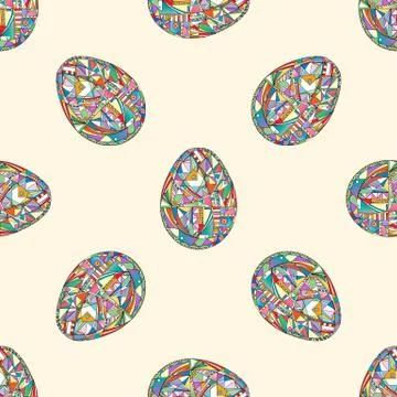 Easter eggs seamless pattern. Abstract holidays vector background in modern Stock Illustration