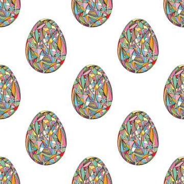 Easter eggs seamless pattern. Abstract holidays vector background in modern Stock Illustration