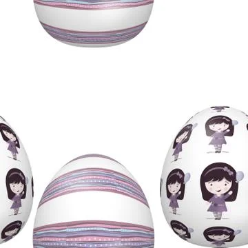 Easter eggs seamless pattern with cartoon girl ornament Illustrazione stock