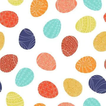 Easter eggs - seamless pattern. Colorful background. イラスト素材