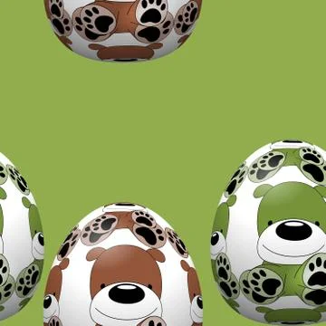 Easter eggs seamless pattern with dog ornament Stock Illustration