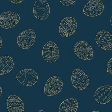Easter eggs seamless pattern in doodle style. Illustration
