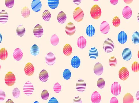 Easter eggs seamless pattern. Easter eggs with gradient and pattern. Festive  Stock Illustration
