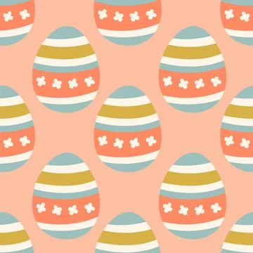 Easter eggs seamless pattern, Easter symbol, decorative vector elements. Easter Stock Illustration