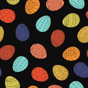 Easter eggs - seamless pattern. Hand drawn background. Stock Illustration