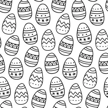 Easter eggs seamless pattern. Hand drawn decorated eggs sketche repeated Stock Illustration