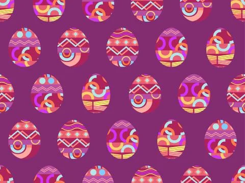 Easter eggs seamless pattern. Happy Easter festive eggs with doodle pattern.  Illustrazione stock