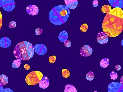 Easter eggs seamless pattern. Happy Easter background. Multi colored Easter e Stock Illustration