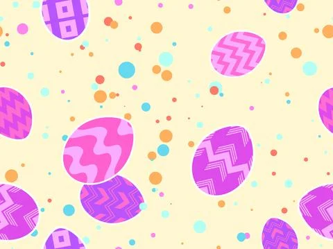 Easter eggs seamless pattern. Happy Easter background. Multi colored Easter e 스톡 일러스트