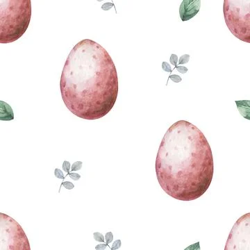 Easter eggs seamless pattern. Holiday background texture. Hand drawn watercolor Stock Illustration