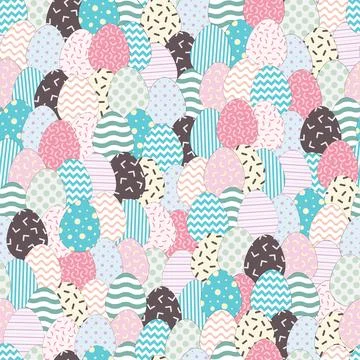 Easter eggs seamless pattern. Holiday background - delicate design. Vector Stock Illustration
