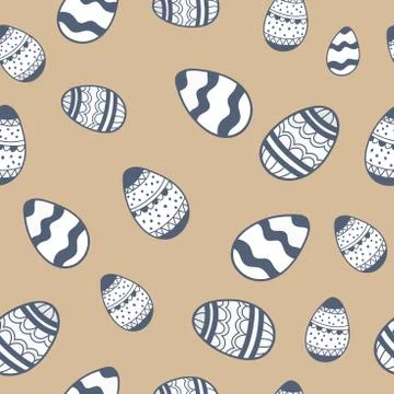 Easter eggs seamless pattern. for holidays design concept with lettering Happ Stock Illustration