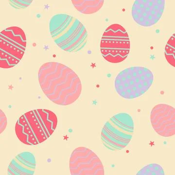 Easter eggs seamless pattern Minimalist style with pastel color Stock Illustration