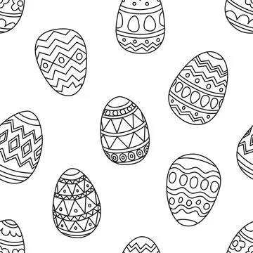 Easter Eggs seamless pattern vector repeat wallpaper tile background doodle 스톡 일러스트