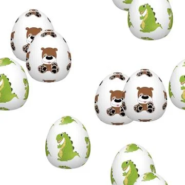 Easter eggs seamless pattern on white Stock Illustration