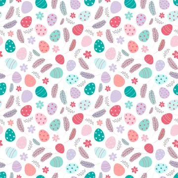 Easter eggs seamless pattern.Decorated Easter eggs Stock Illustration