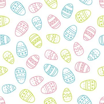 Easter eggs Seamless Patterns. Hand drawn color vector illustration. Sketch Stock Illustration