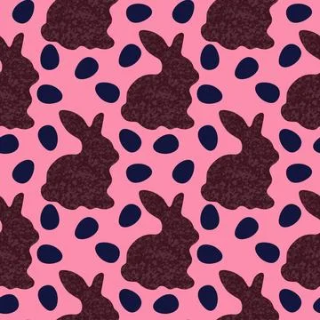 Easter eggs seamless rabbit pattern for wrapping paper and fabrics and linens Stock Illustration