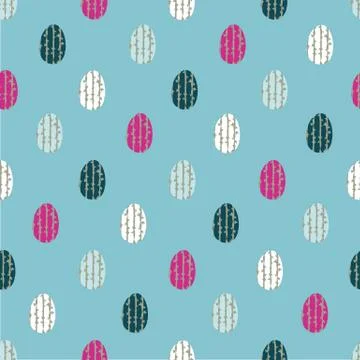 Easter eggs seamless vector pattern on blue Stock Illustration
