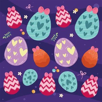 Easter eggs seasonal pattern Stock Illustration