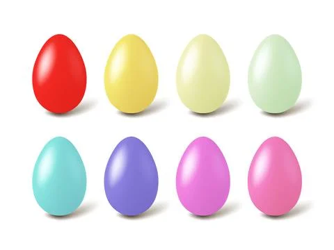 Easter Eggs Set, 3d Vector Illustration. Colorful Easter Eggs in Red, Pink Stock Illustration