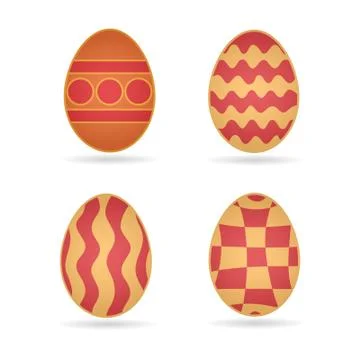 Easter eggs set. Different schemes of coloring Easter eggs. Vector Stock Illustration