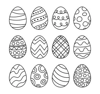 Easter eggs set doodle style. Happy easter hand drawn isolated on white bac.. イラスト素材