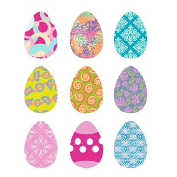 Easter eggs set. Easter eggs on white background. Eggs isolated. Festive trad Stock Illustration