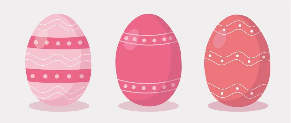 Easter eggs set. Happy Easter. Pink Eggs with abstract stripes and dots Stock Illustration