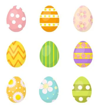 Easter eggs set of icons, design elements. Isolated on white background Illustrazione stock