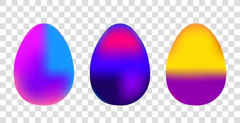 Easter eggs set isolated on white background, colorful gradient. Happy easter Illustrazione stock