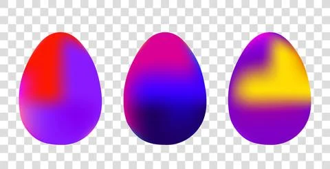 Easter eggs set isolated on white background, colorful gradient. Happy easter Stock Illustration