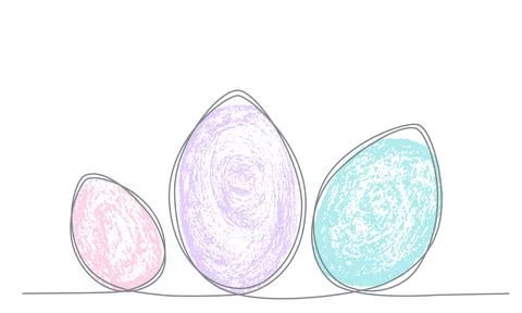 Easter eggs set with line and hand draw grunge texture.Vector stock illustration Stock Illustration