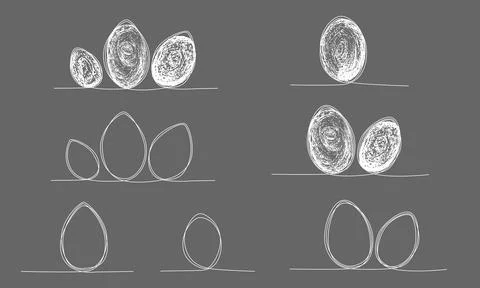 Easter eggs set with line and hand draw grunge texture.Vector stock illustration Illustrazione stock