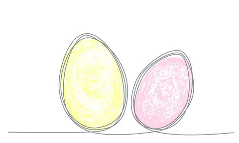 Easter eggs set with line and hand draw grunge texture.Vector stock illustration Stock Illustration