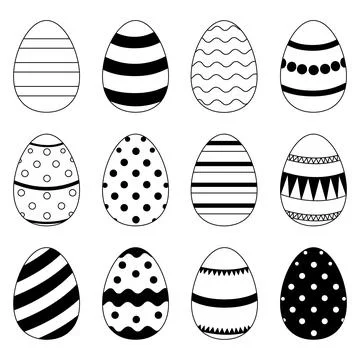 Easter eggs set line art style Stockillustratie