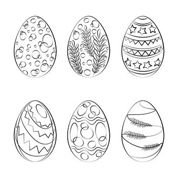 Easter eggs set. Outline drawing Stock Illustration