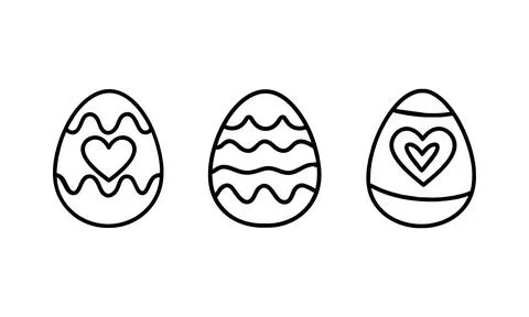 Easter eggs set. Perfect for easter pattern, stickers coloring page logo banner Stock Illustration