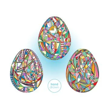 Easter eggs set vector background. Hand drawn abstract holidays illustration Stock Illustration