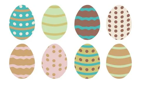 Easter Eggs Set. Vector Flat style Collection Isolated on white background... Stock Illustration
