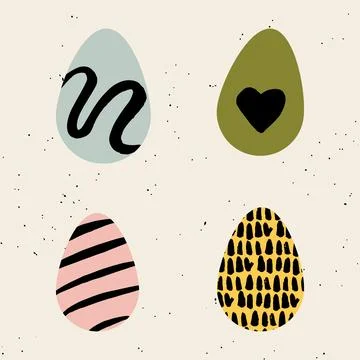 Easter Eggs. Set of vector illustrations in doodle style. Stock Illustration
