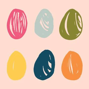 Easter Eggs. Set of vector illustrations in doodle style. Colored Easter eggs Stock Illustration
